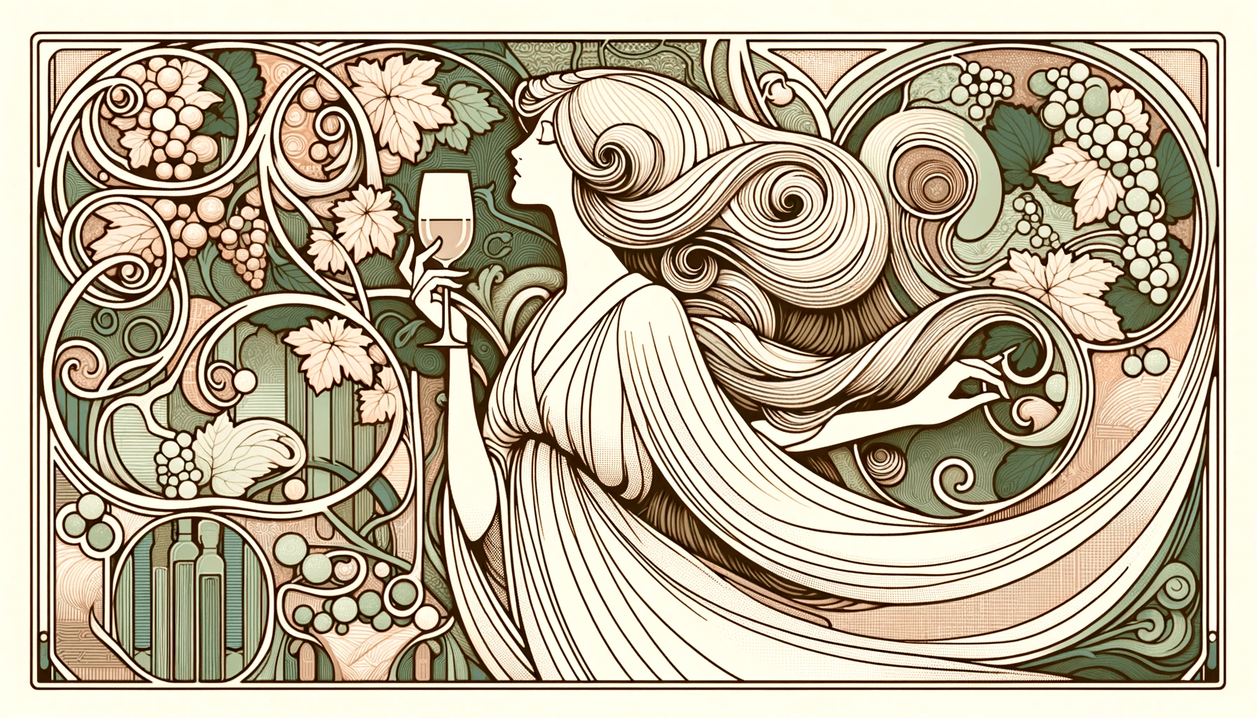 vins-rosés-autour-d-un-verre-illustration-art-nouveau